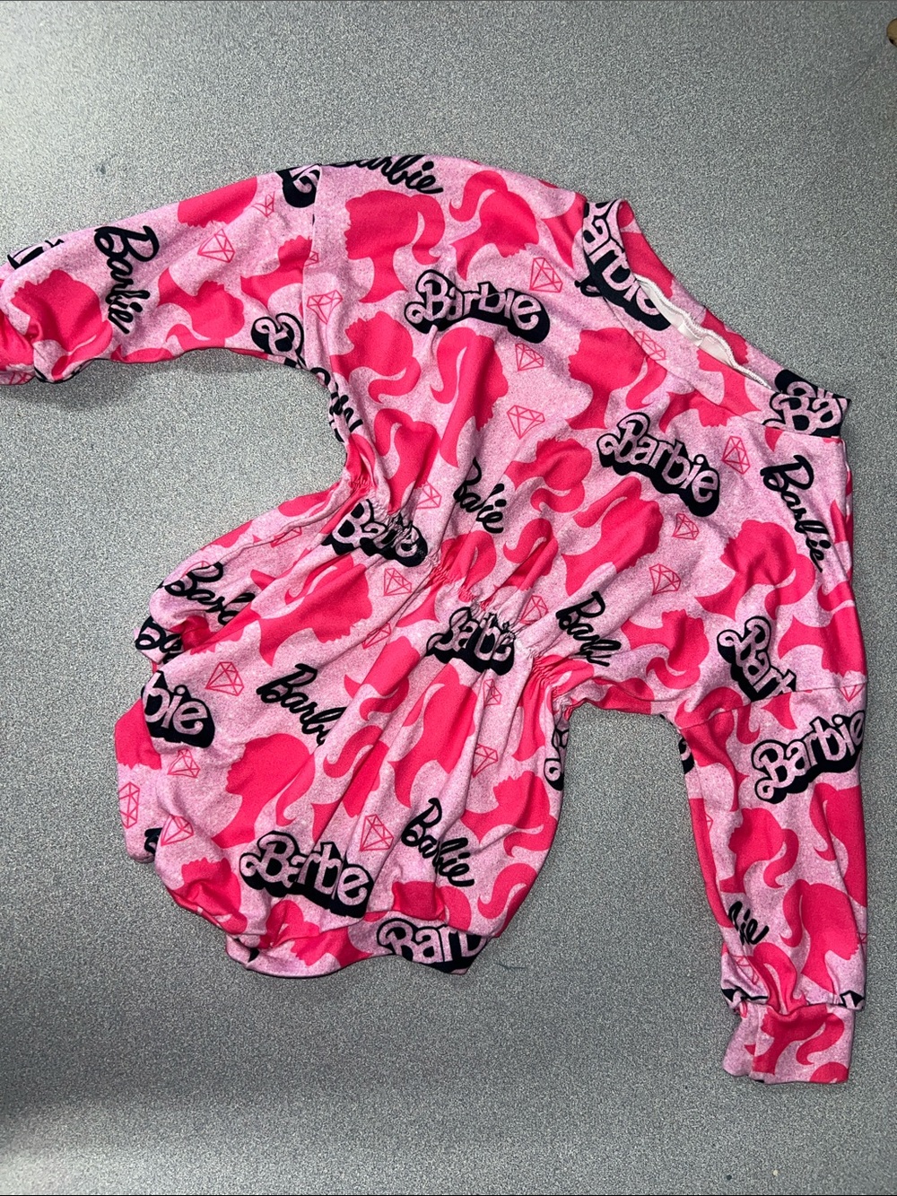 Barbie Pink Graphic Logo Handmade Romper
